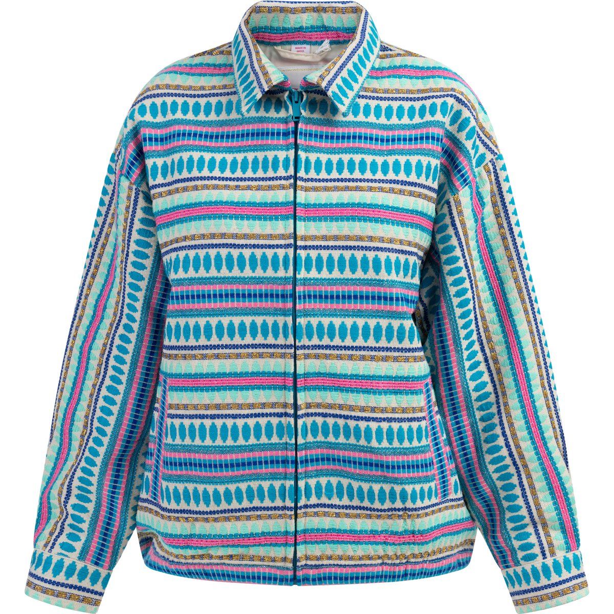 Oversize-Blouson mit Jacquard-Ethnomuster