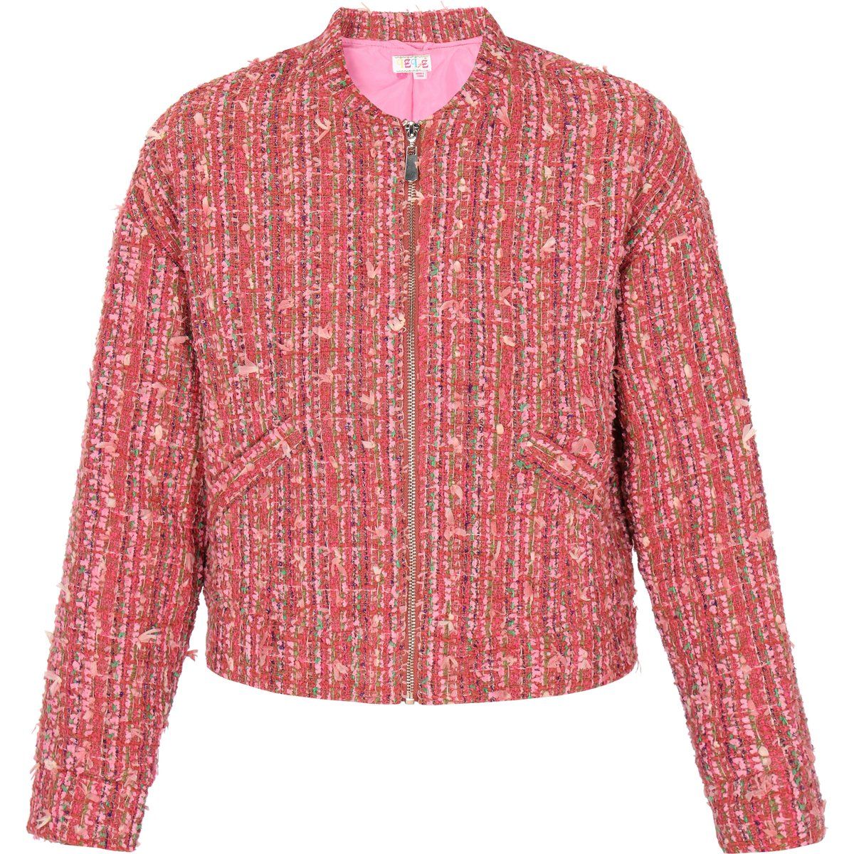 Strukturierte Bouclé-Jacke mit Reißverschluss