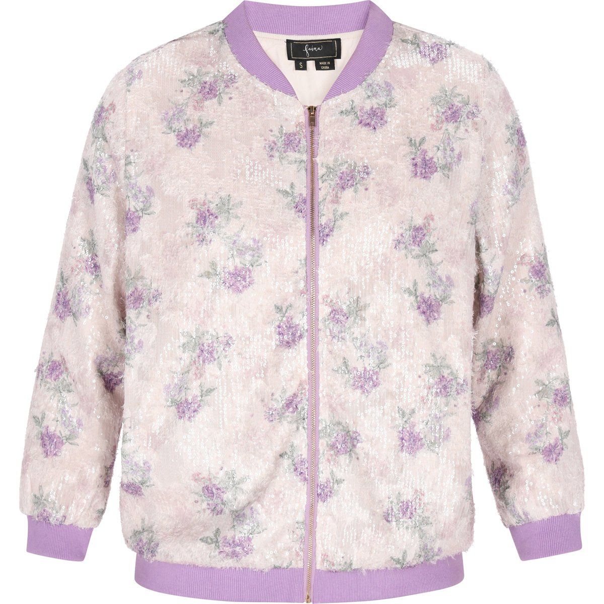 Bomberjacke mit Pailletten und Blumenmuster
