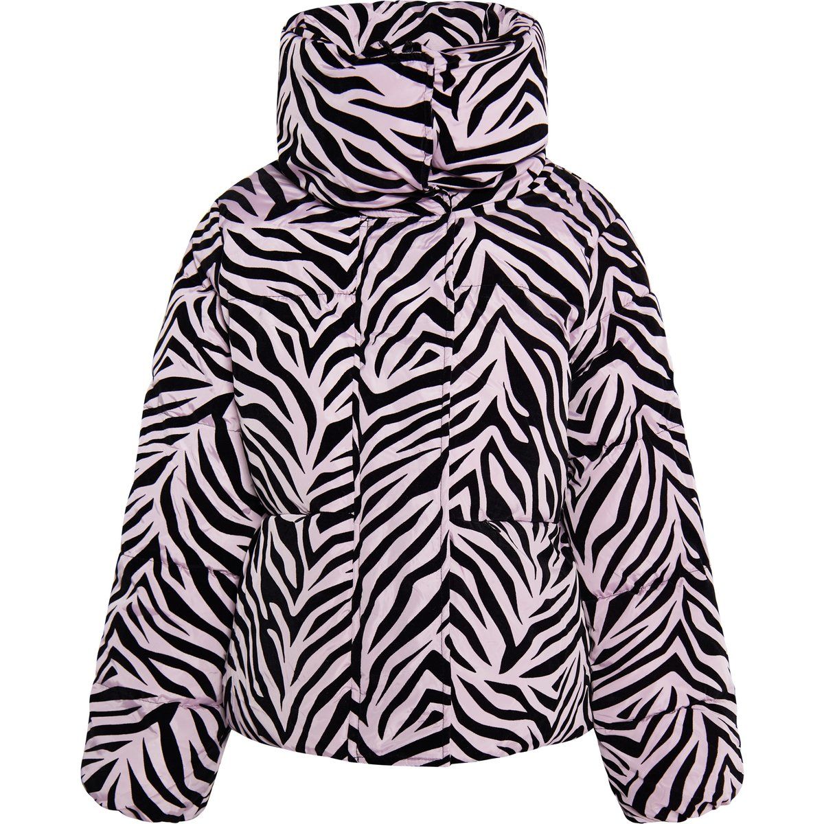 Pufferjacke mit Zebramuster und Stehkragen