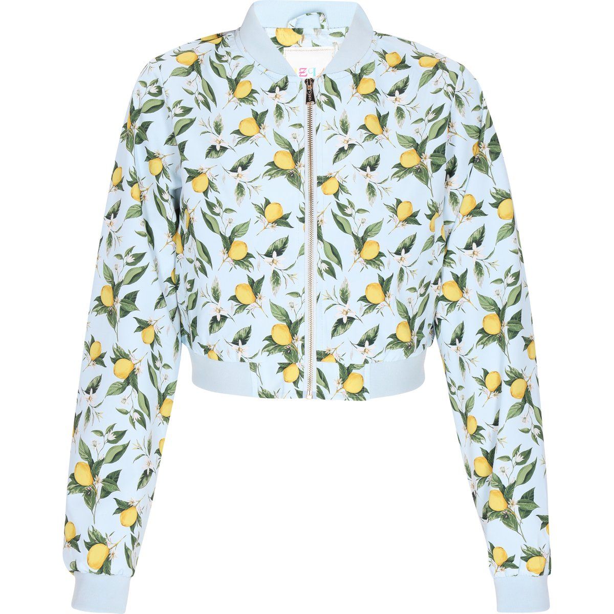 Kurz geschnittene Bomberjacke mit Zitronenprint