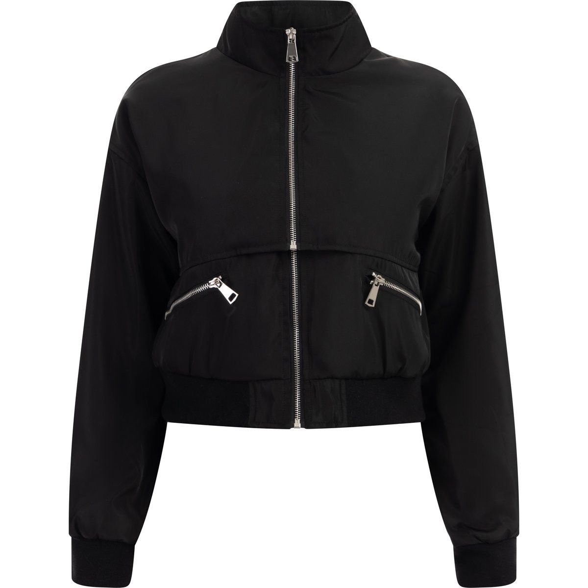 Kurze Windjacke mit Doppelreißverschluss