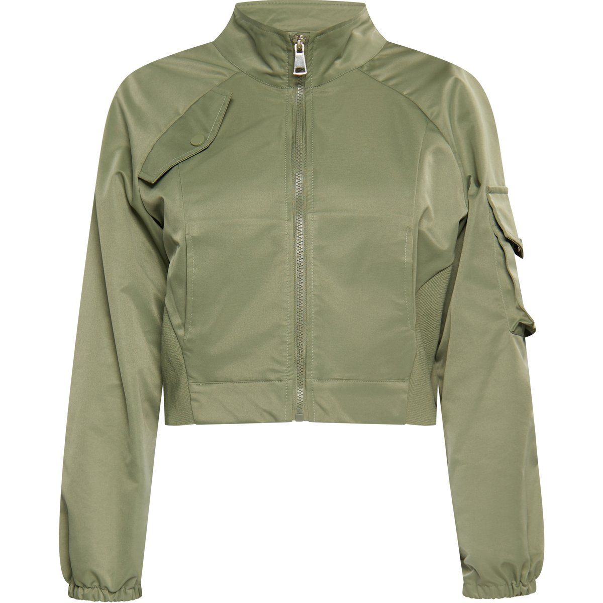 Kurze schimmernde Utility-Jacke