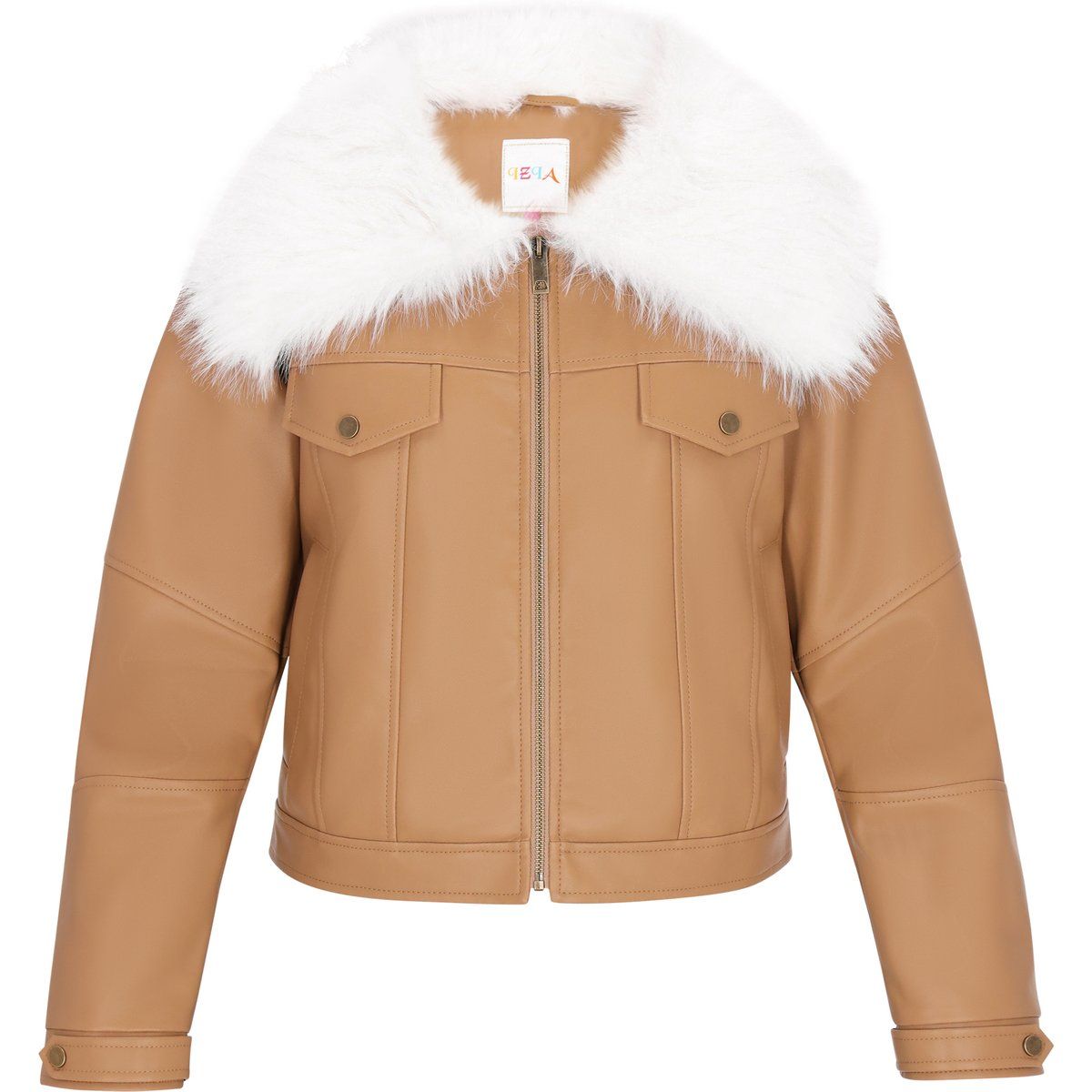 Kunstlederjacke mit Pelzkragen