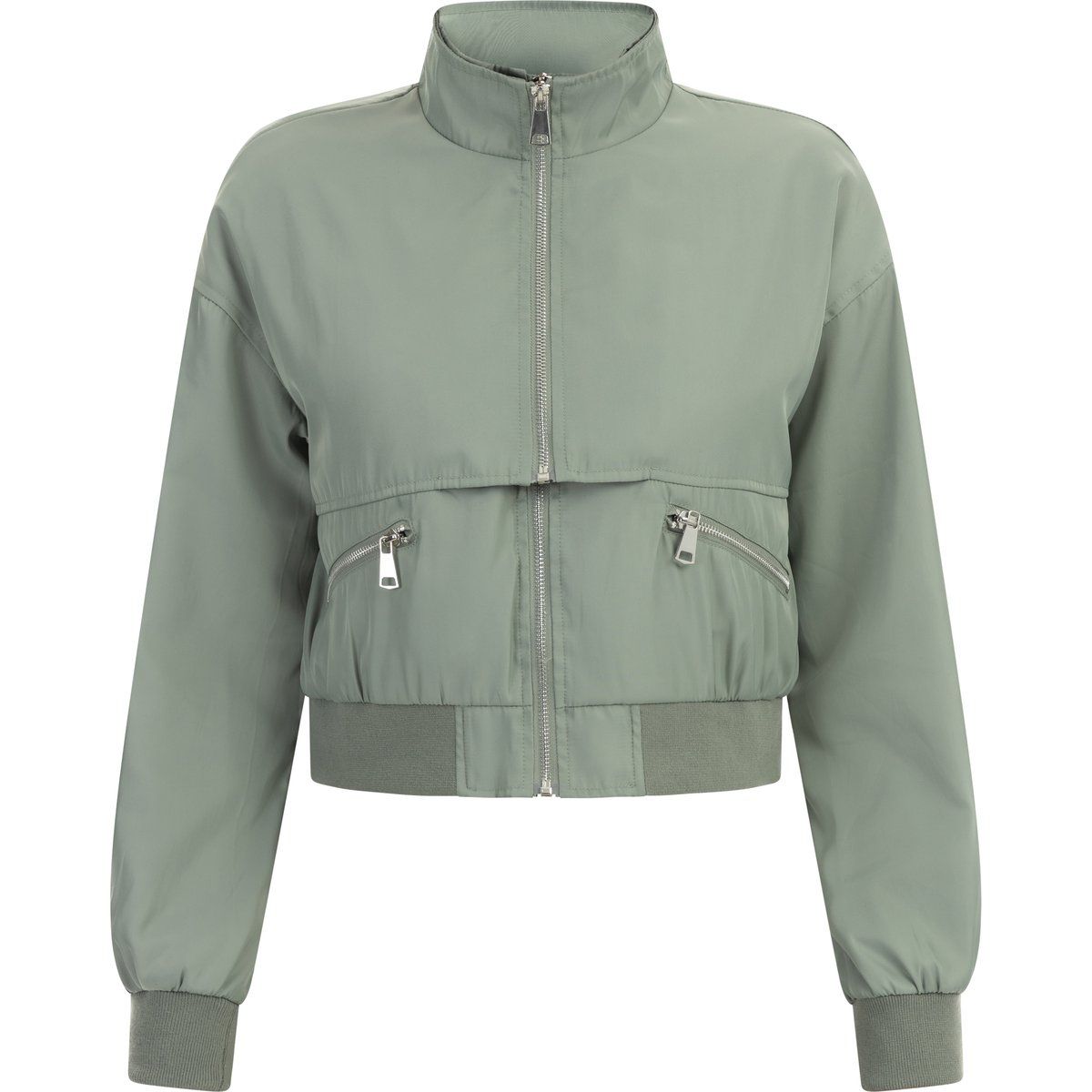 Kurze leichte Windjacke mit Doppel-Reißverschluss