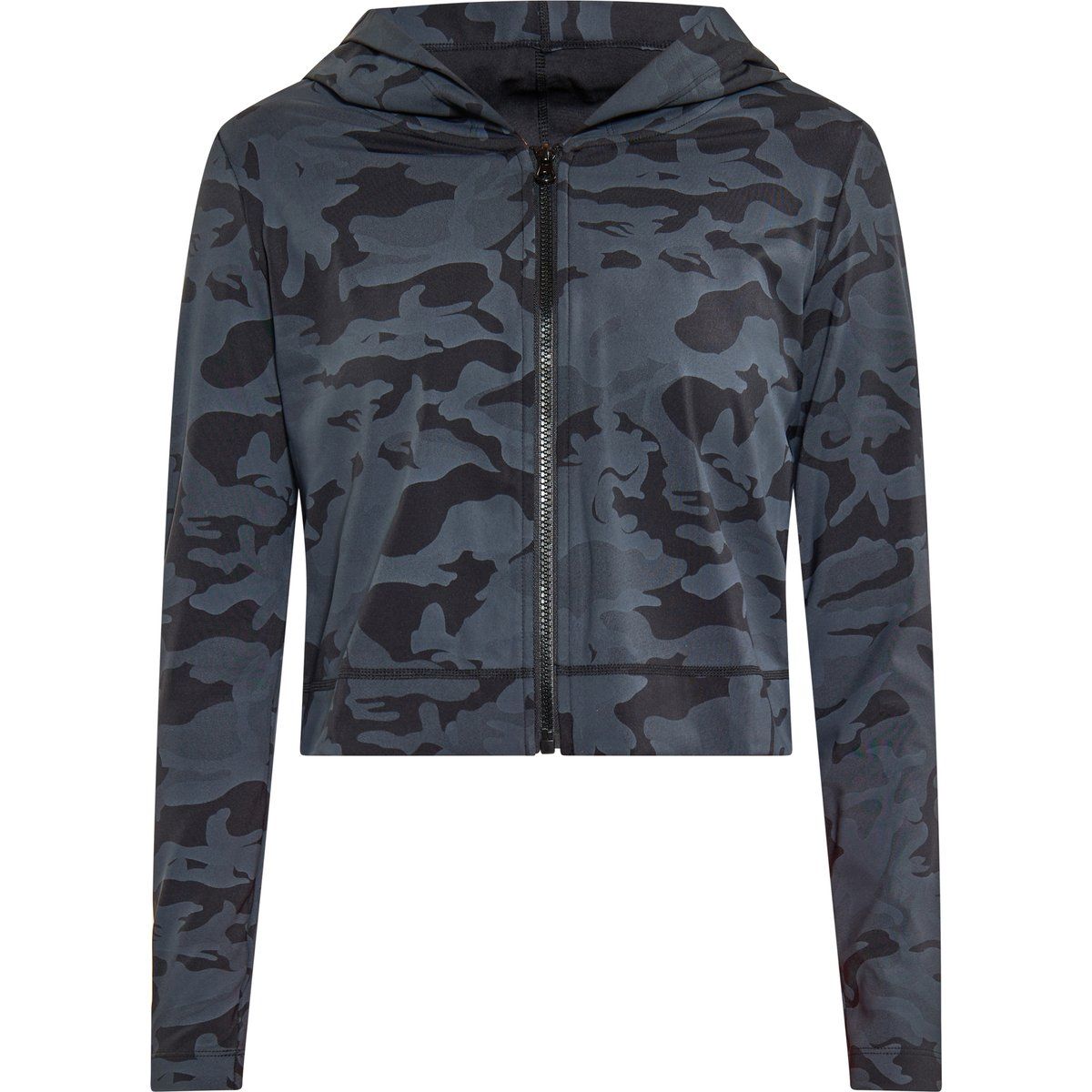 Kurzer Zip-Hoodie mit Camouflage-Muster