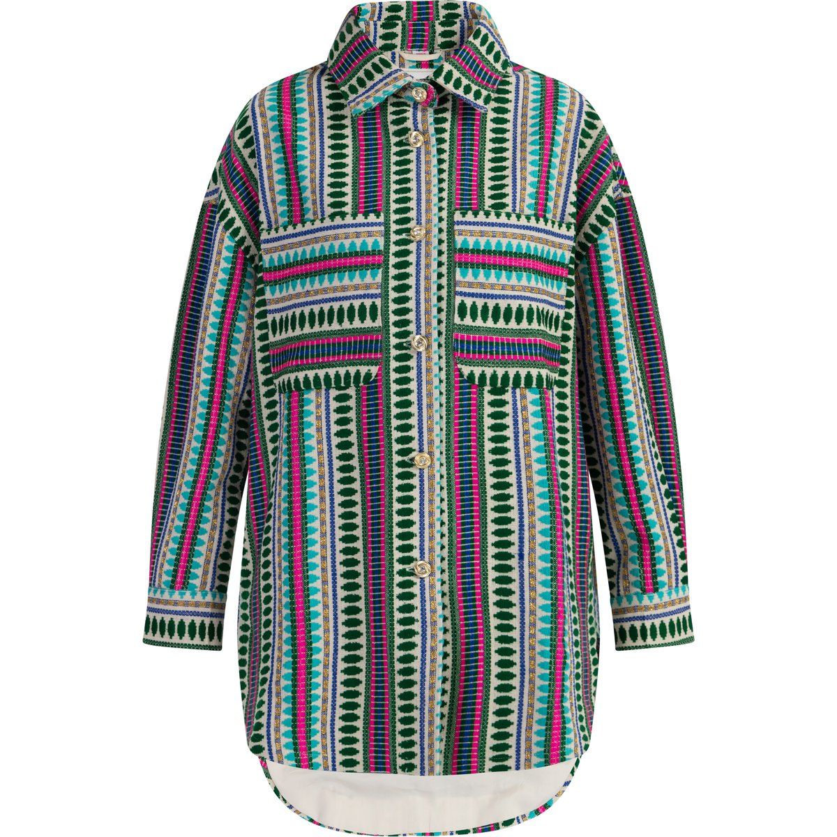 Oversized Hemdjacke mit Ethno-Muster
