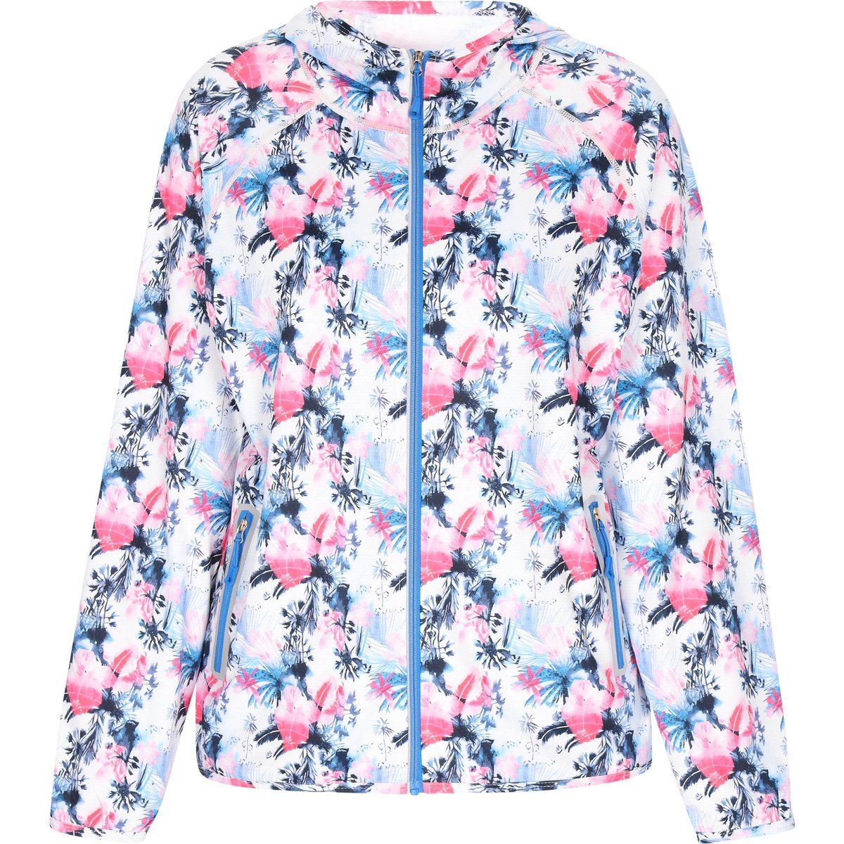 Leichte Kapuzenjacke mit Tropen-Print