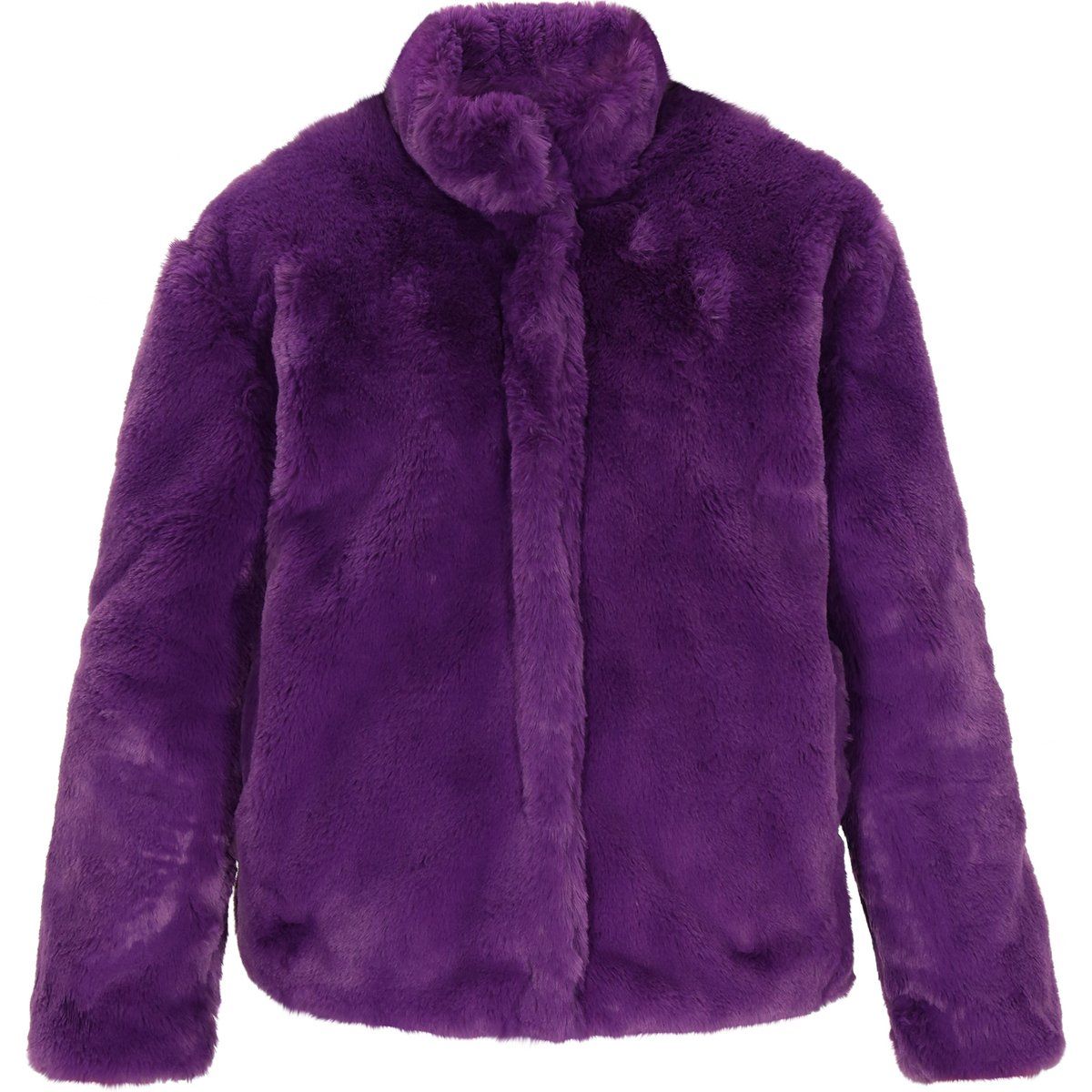 Flauschige Webpelzjacke mit Stehkragen