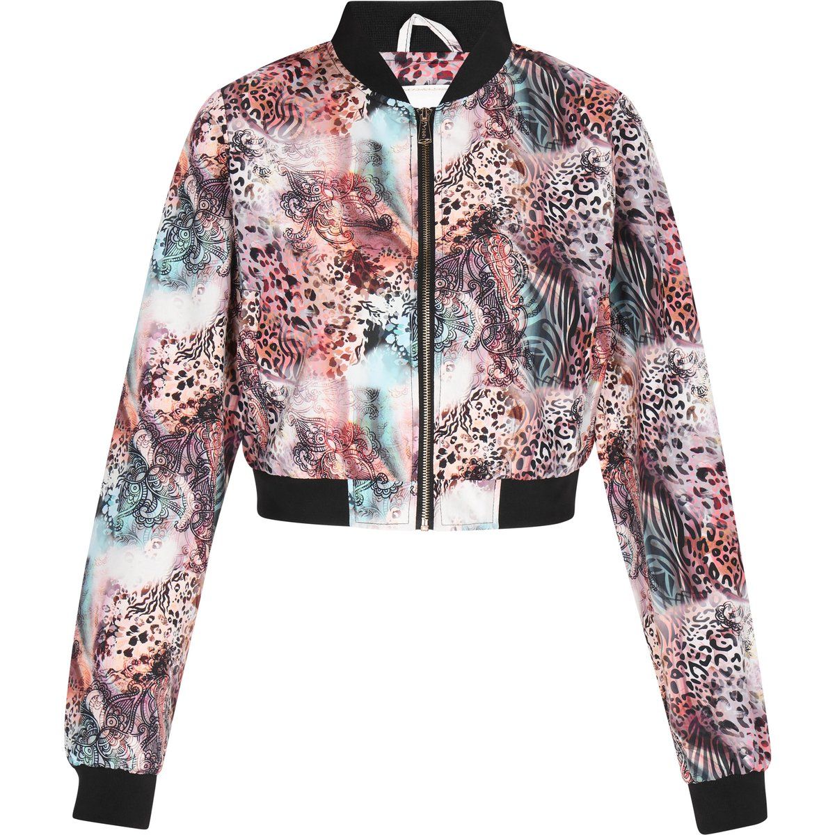 Bomberjacke mit Leoparden- und Paisley-Muster