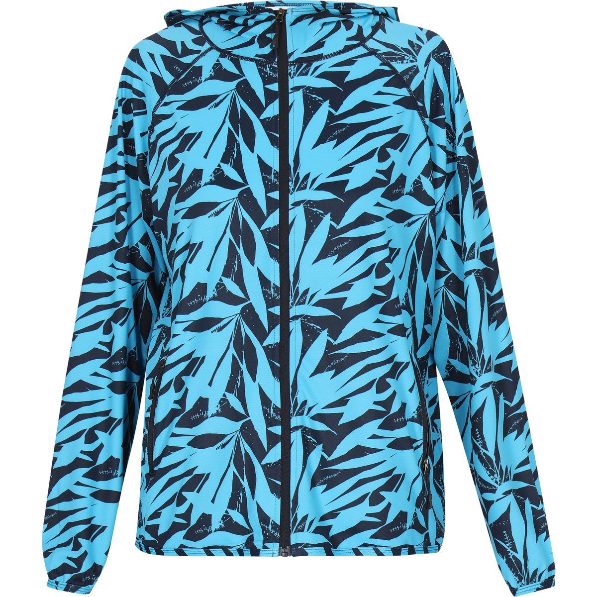 Windjacke mit Kapuze und Tropenprint