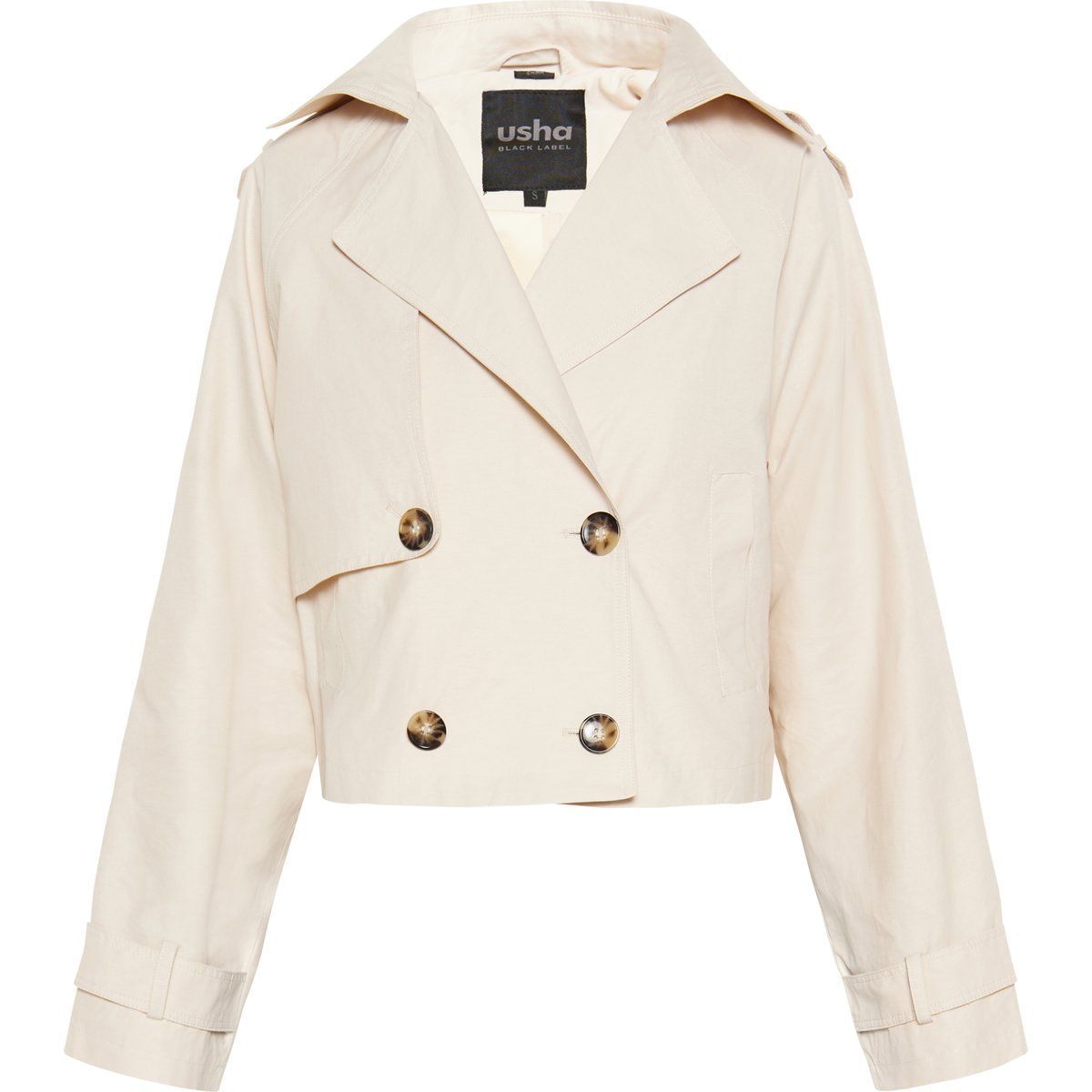 Zweireihige Kurzjacke im Trench-Stil
