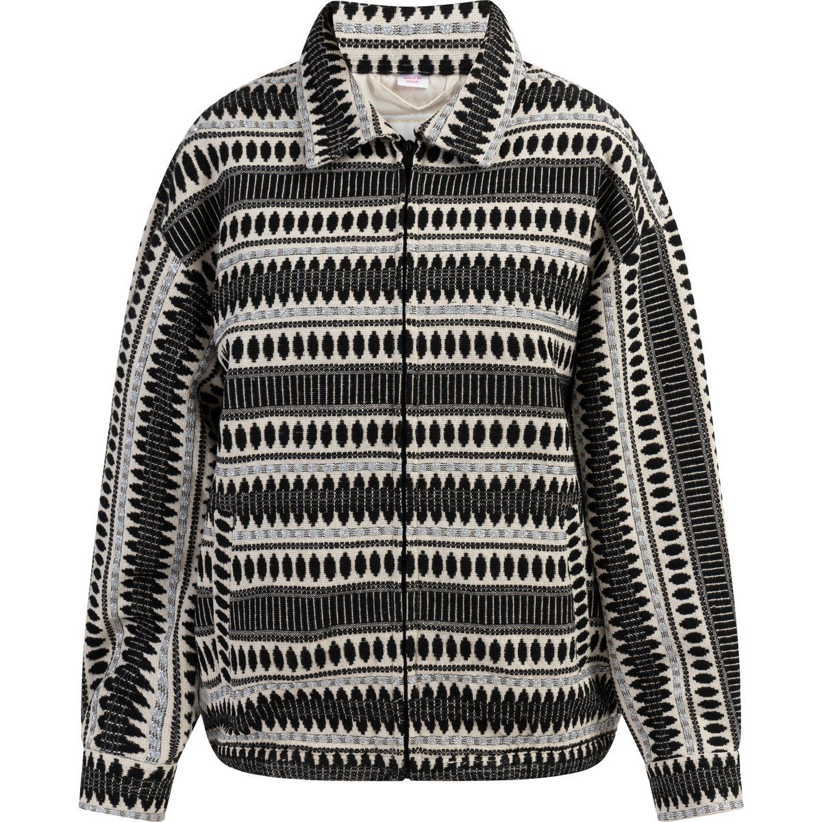 Oversize-Blouson mit Ethno-Jaquard-Muster