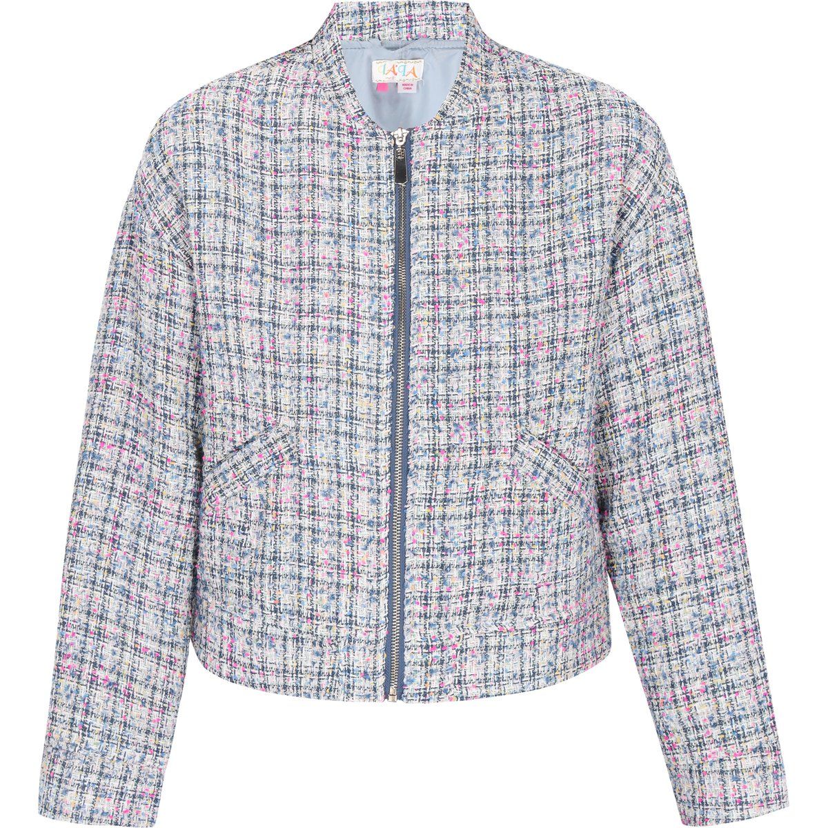 Strukturierte Bouclé-Jacke mit Reißverschluss