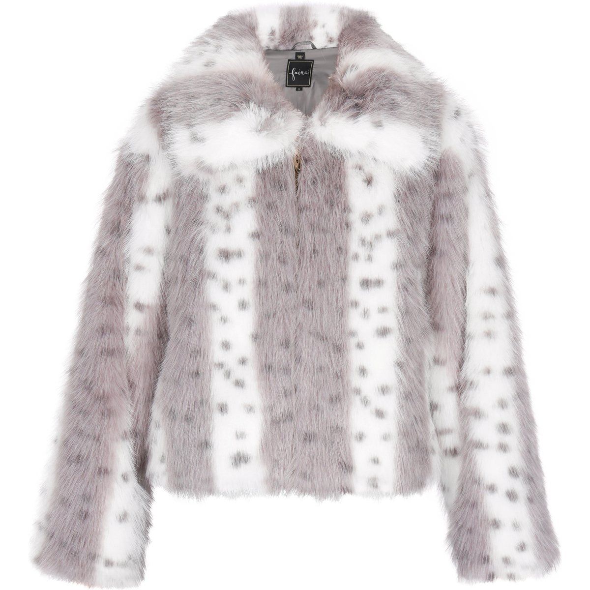 Kurze Webpelzjacke mit Punktmuster