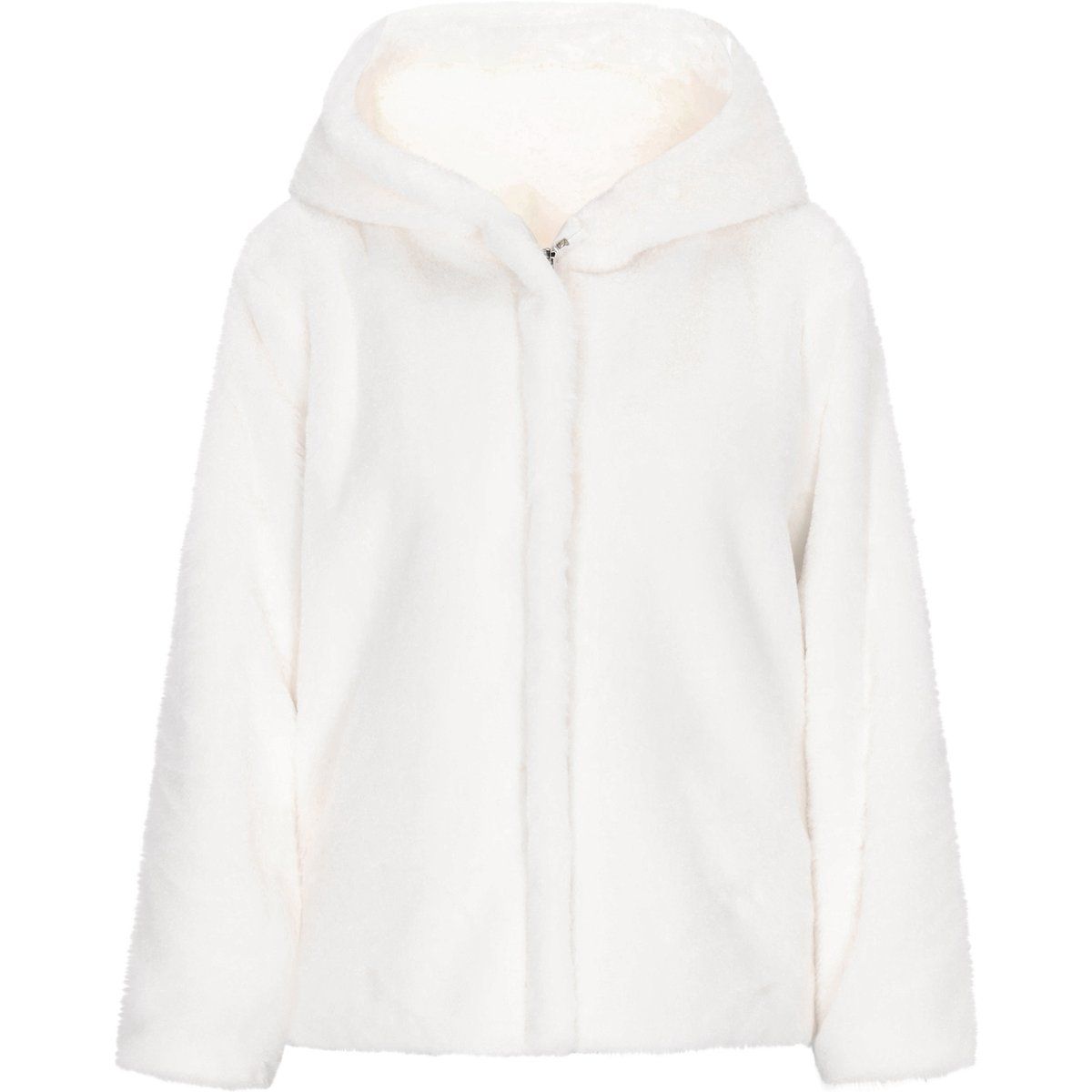 Flauschige Kapuzenjacke aus Webpelz