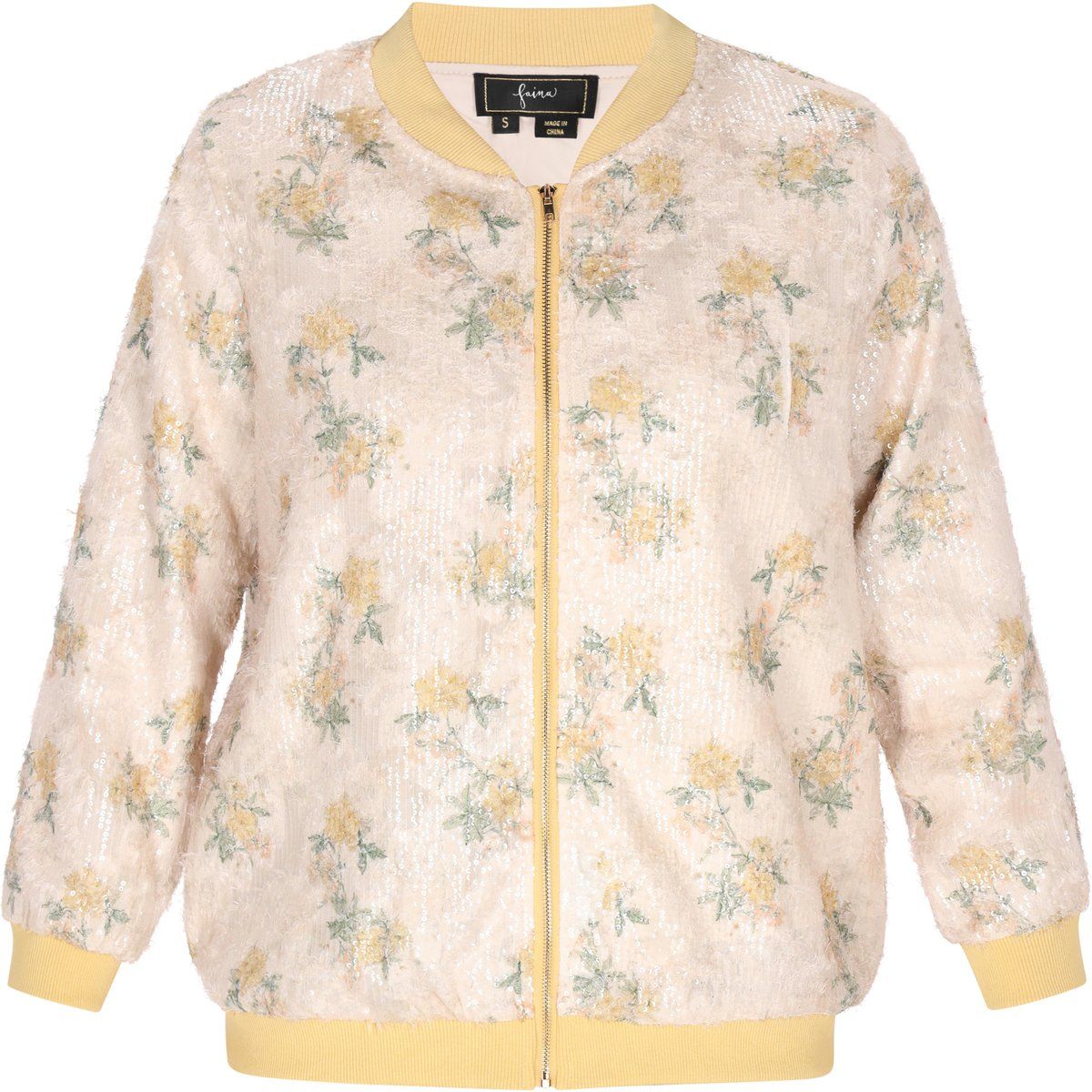 Bomberjacke mit Pailletten-Blumenmuster