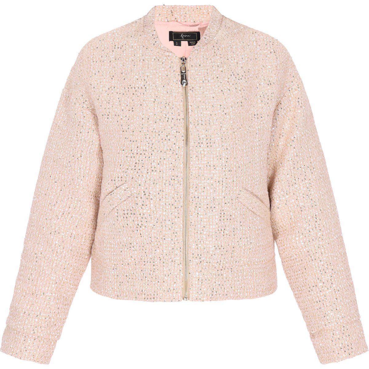 Elegante Pailletten-Tweed-Bomberjacke