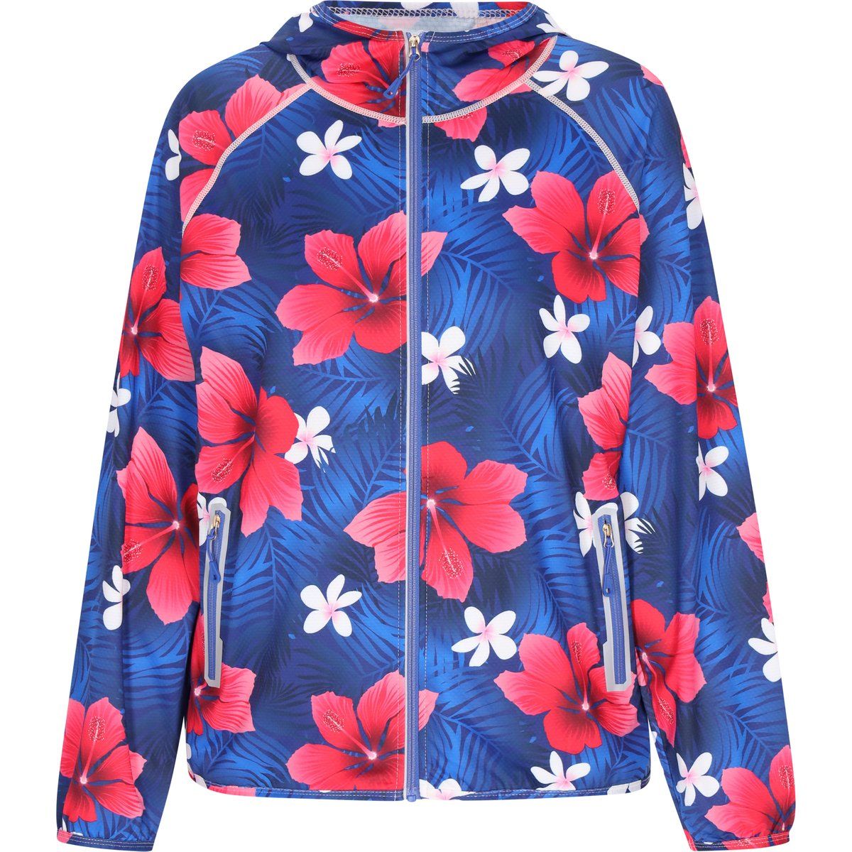 Leichte Kapuzenjacke mit Tropen-Print