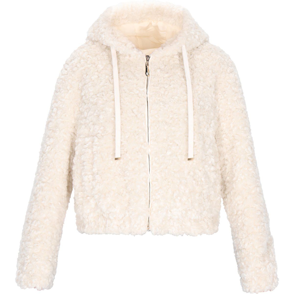 Flauschige Teddy-Kapuzenjacke mit Reißverschluss