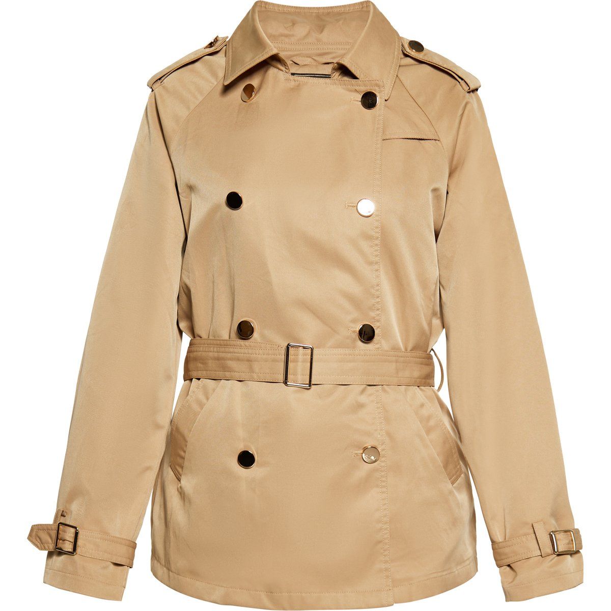 Elegante zweireihige kurze Trench-Jacke