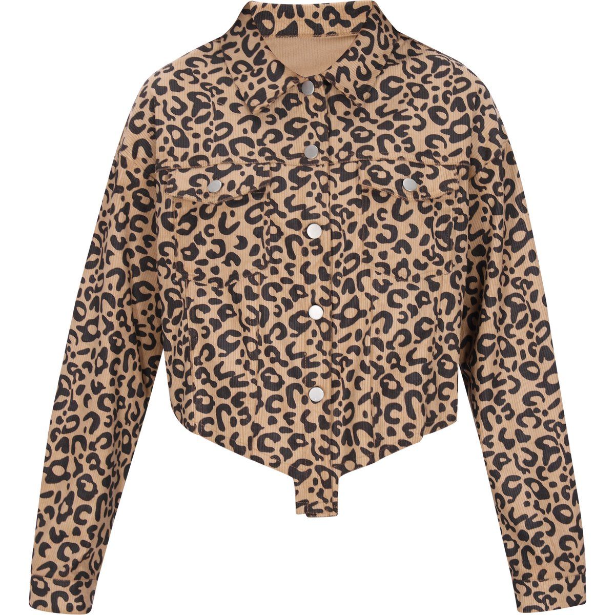 Cordhemd-Jacke mit Leopardenmuster