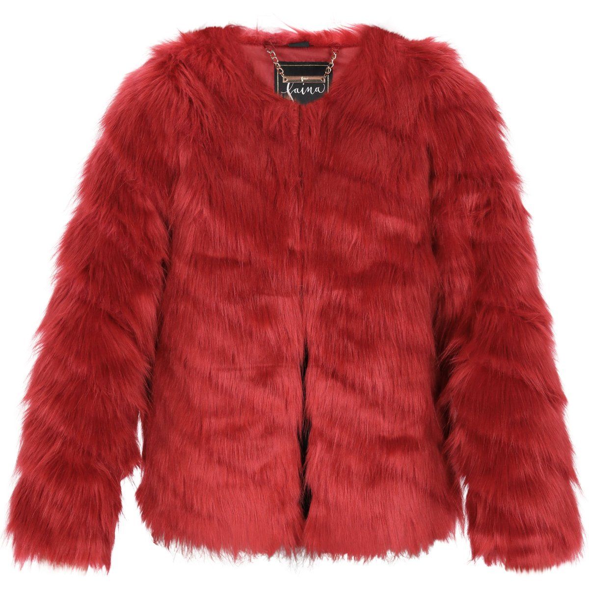 Flauschige Kunstpelz-Jacke im Kasten-Schnitt