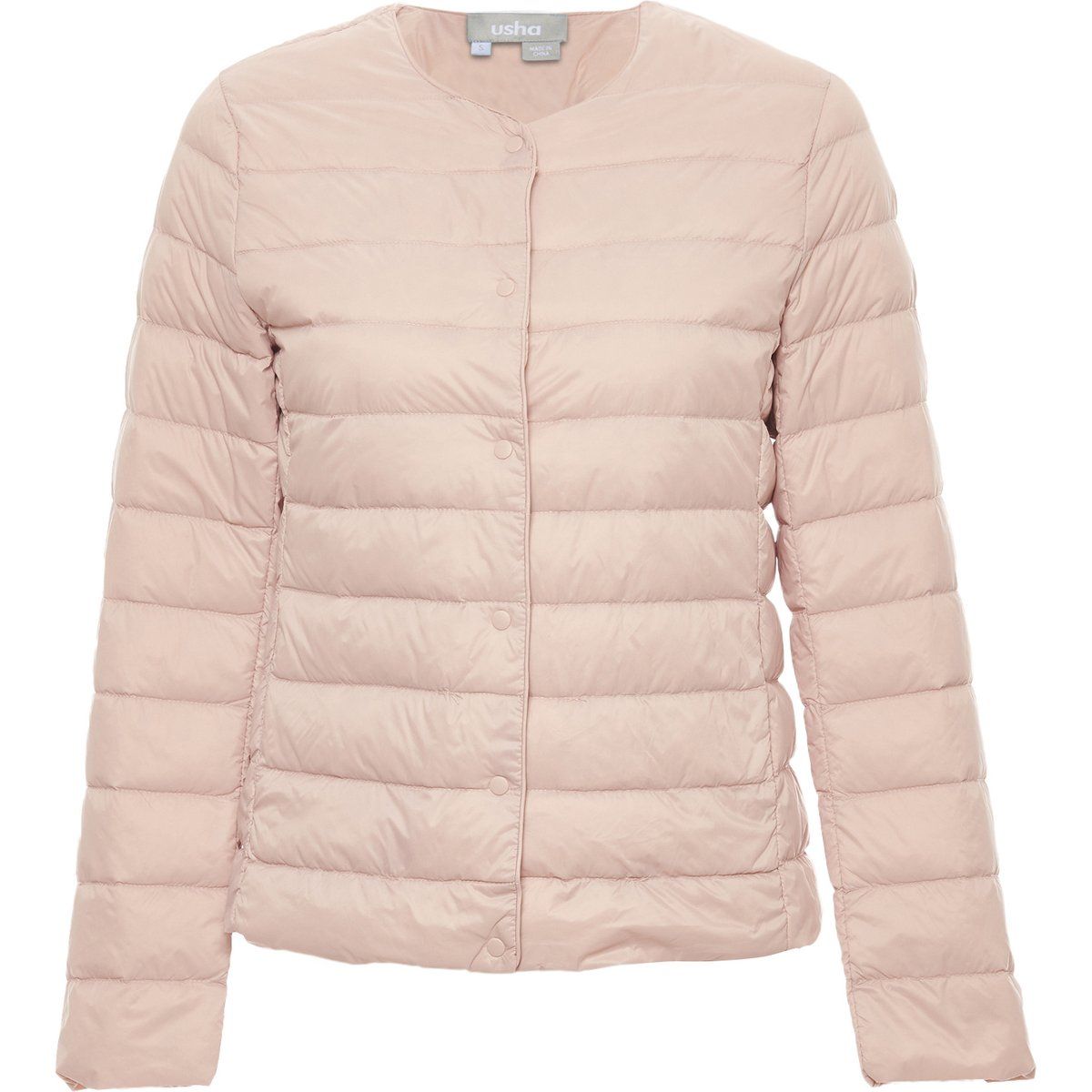 Kragenlose Steppjacke mit Rundhalsausschnitt