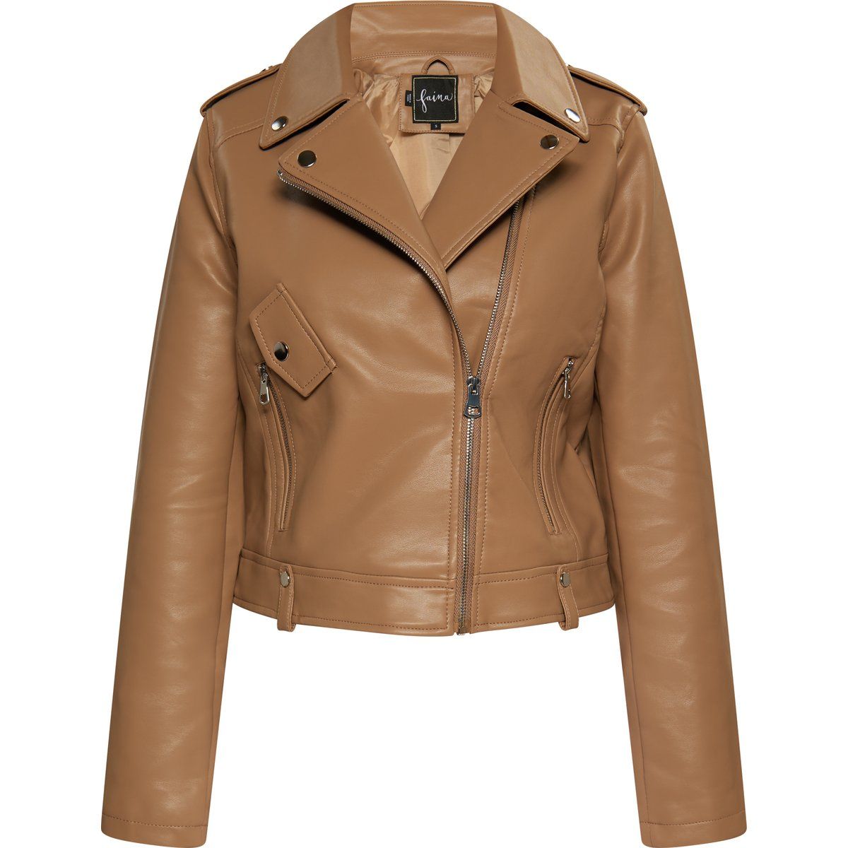 Matte Bikerjacke aus Kunstleder