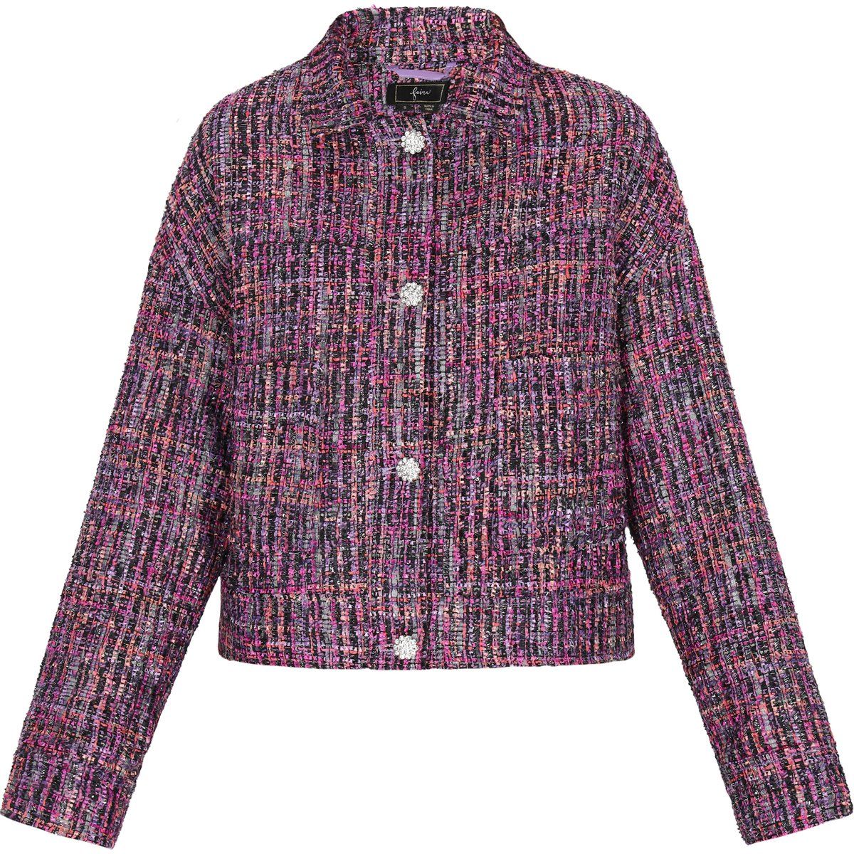 Strukturierte Bouclé-Jacke mit Zierknöpfen