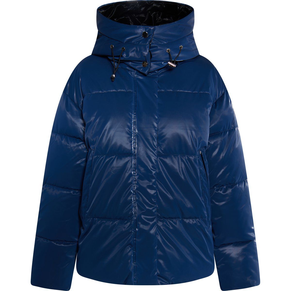 Glänzende Steppjacke mit Kapuze