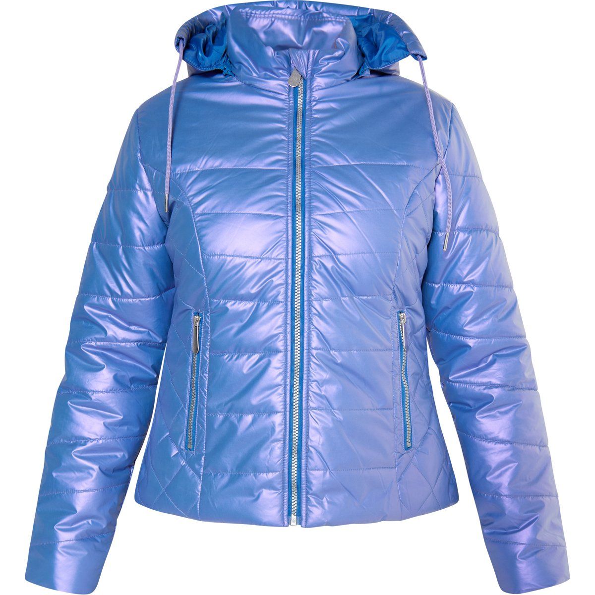 Schimmernde gesteppte Pufferjacke mit Kapuze