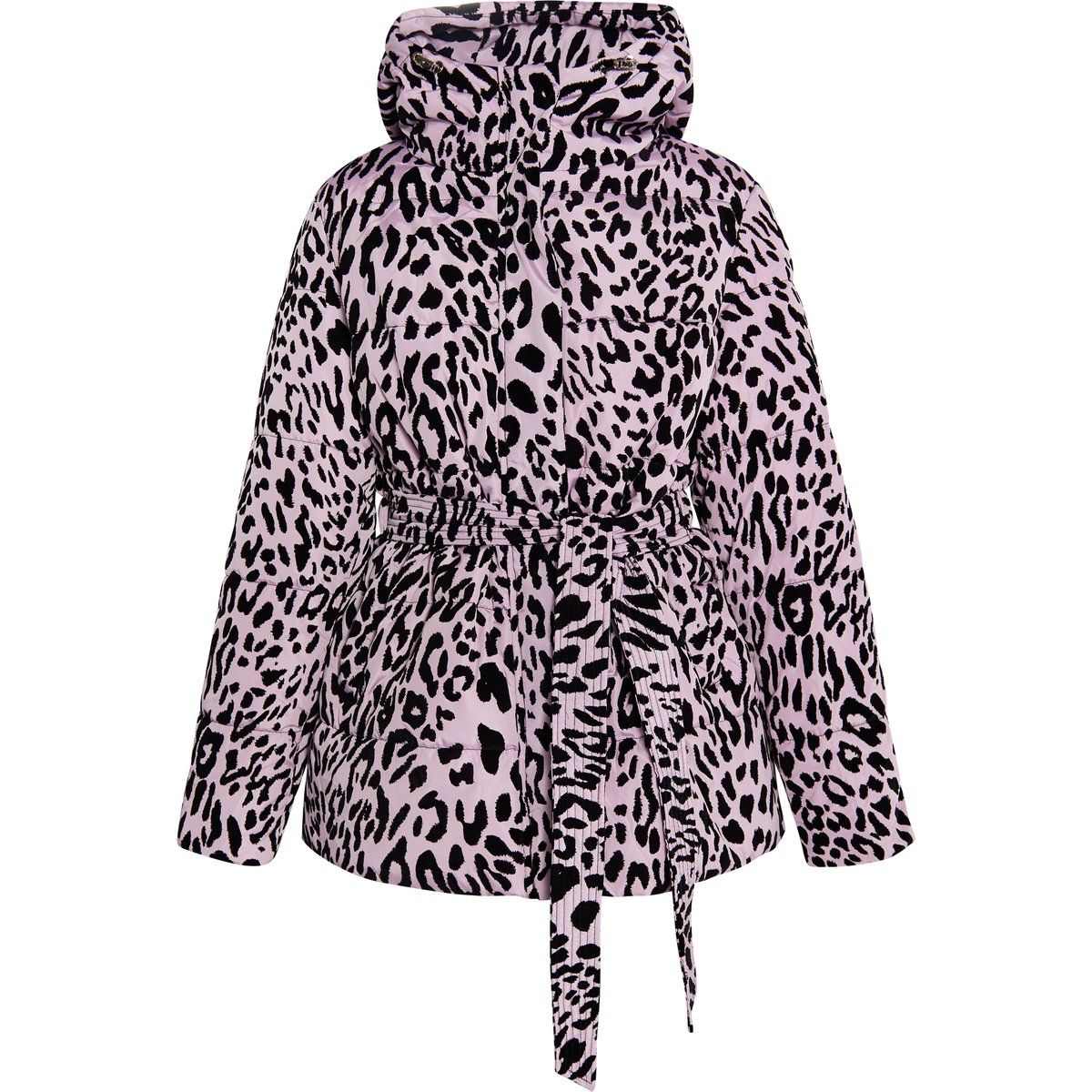 Steppjacke mit Leopardenmuster und Gürtel