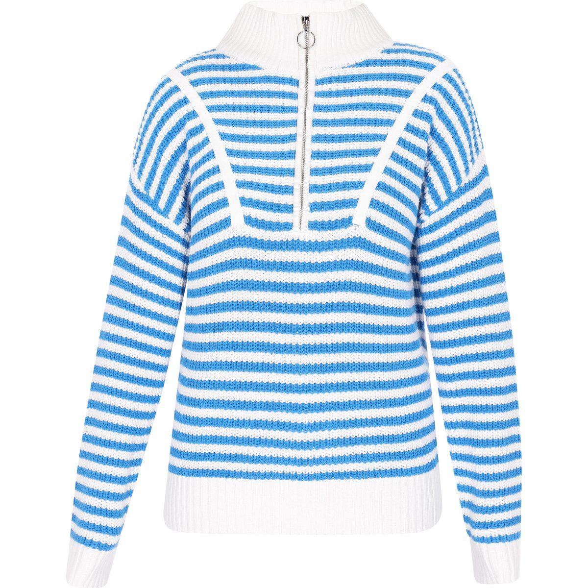 Gestreifter Strickpullover mit Reißverschluss