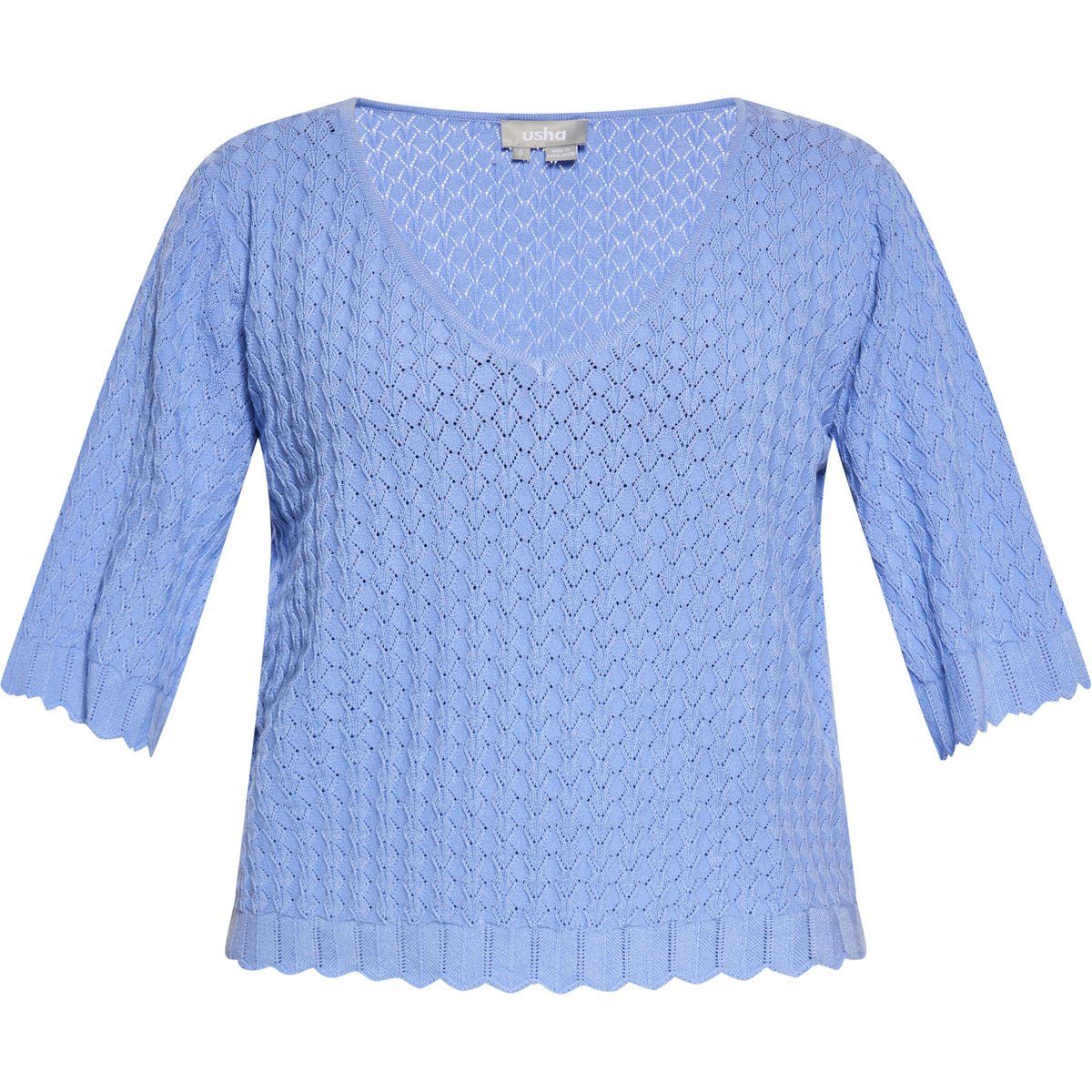 Stricktop mit V-Ausschnitt und Ajourmuster