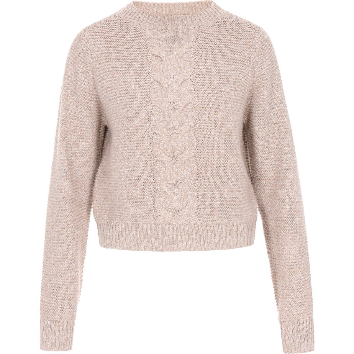 Strukturierter Zopfmuster-Strickpullover