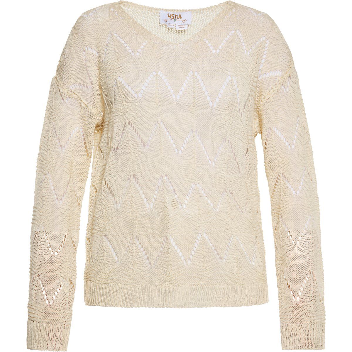 Strickpullover mit Zickzack-Lochmuster
