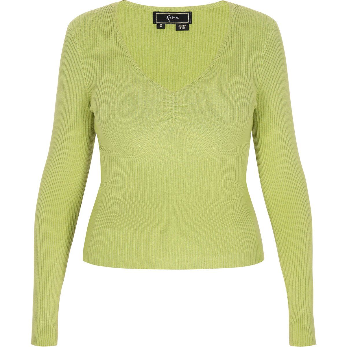 Geripptes Slim-Fit Oberteil mit Raffung