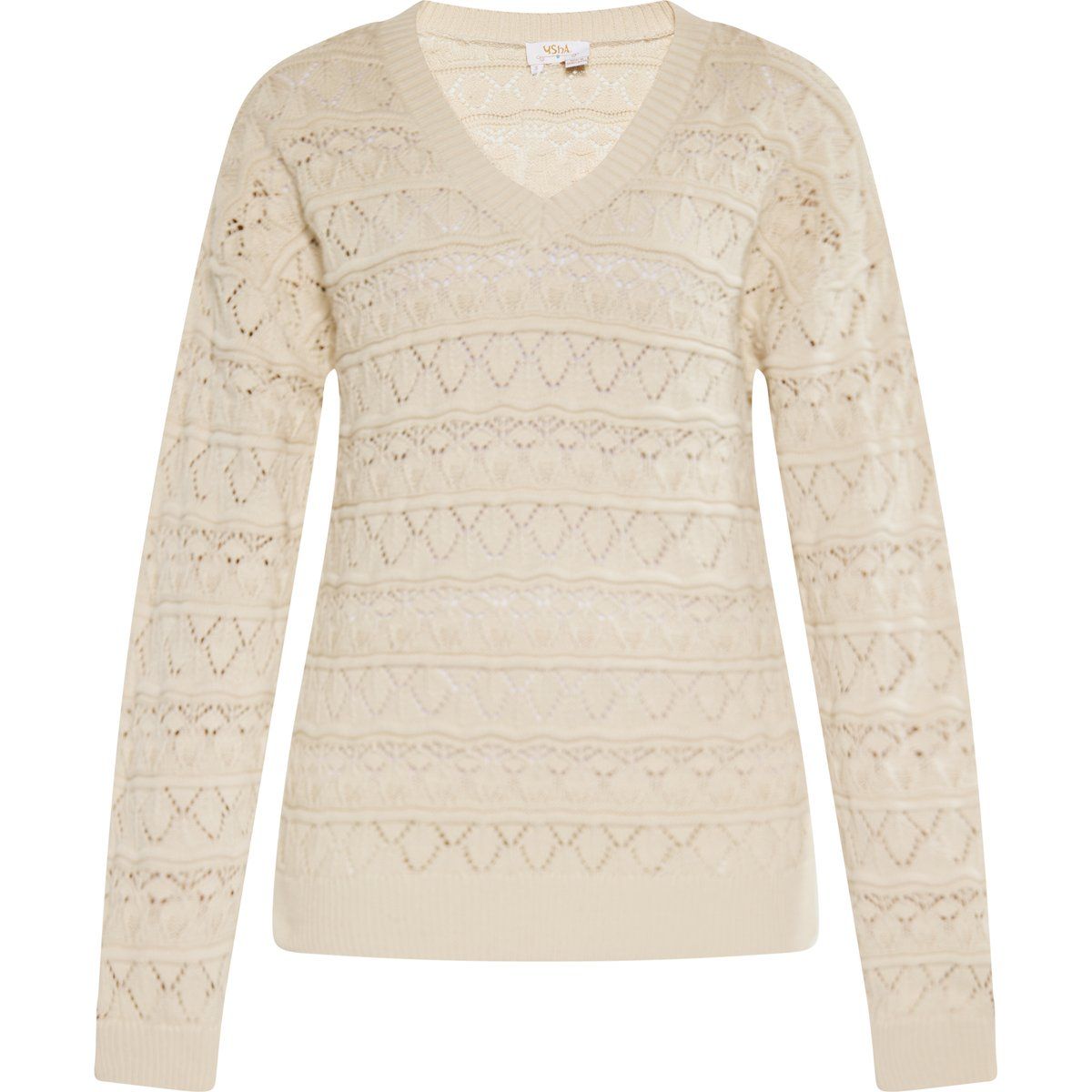 V-Ausschnitt Pullover mit Lochmuster