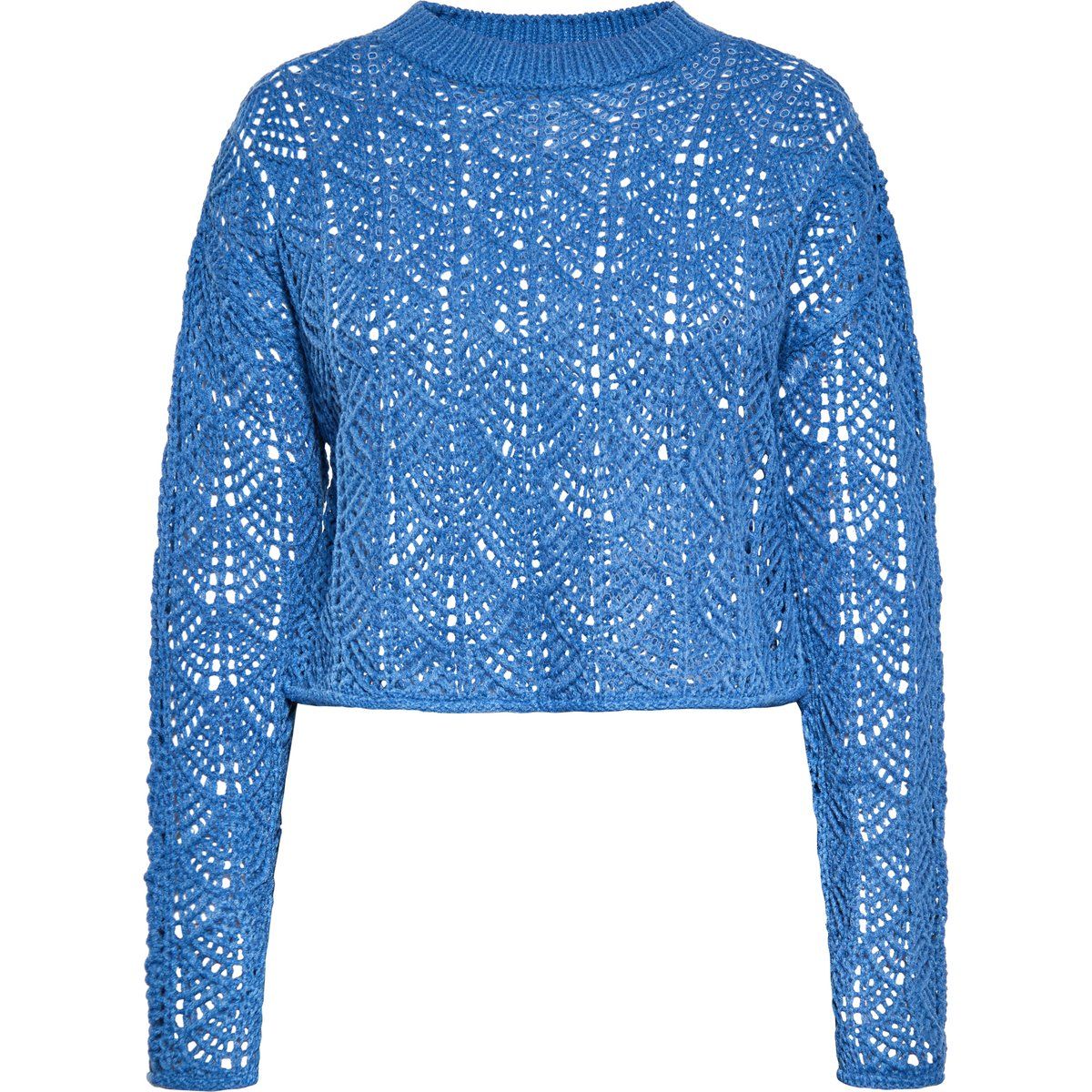 Kurzgeschnittener Häkelpullover mit Lochmuster