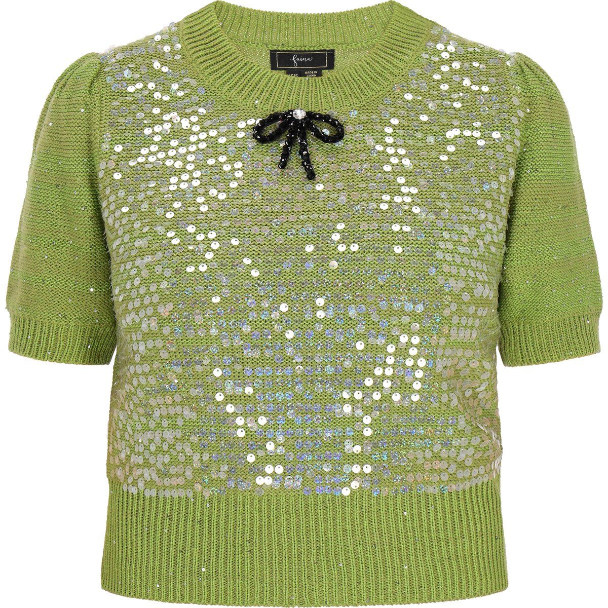 Pailletten-Stricktop mit Schleifendetail