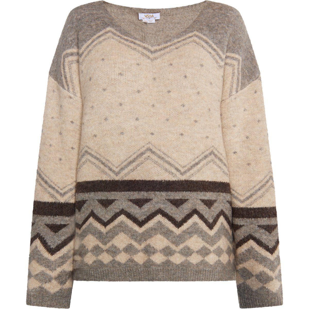 V-Ausschnitt-Pullover mit Chevron-Muster