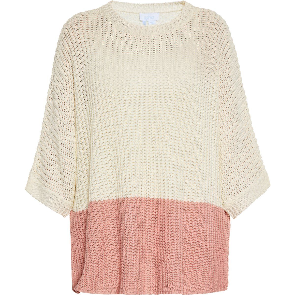 Strukturierter Zweifarbiger Strickpullover