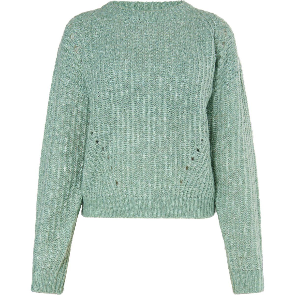Luftiger Rundhals-Strickpullover mit Lochmuster