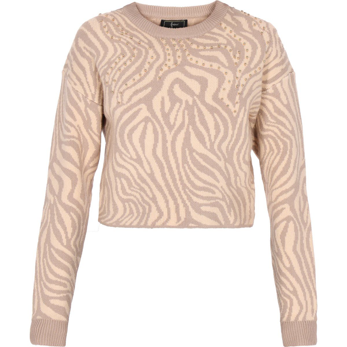 Nieten-Pullover mit dezentem Zebramuster