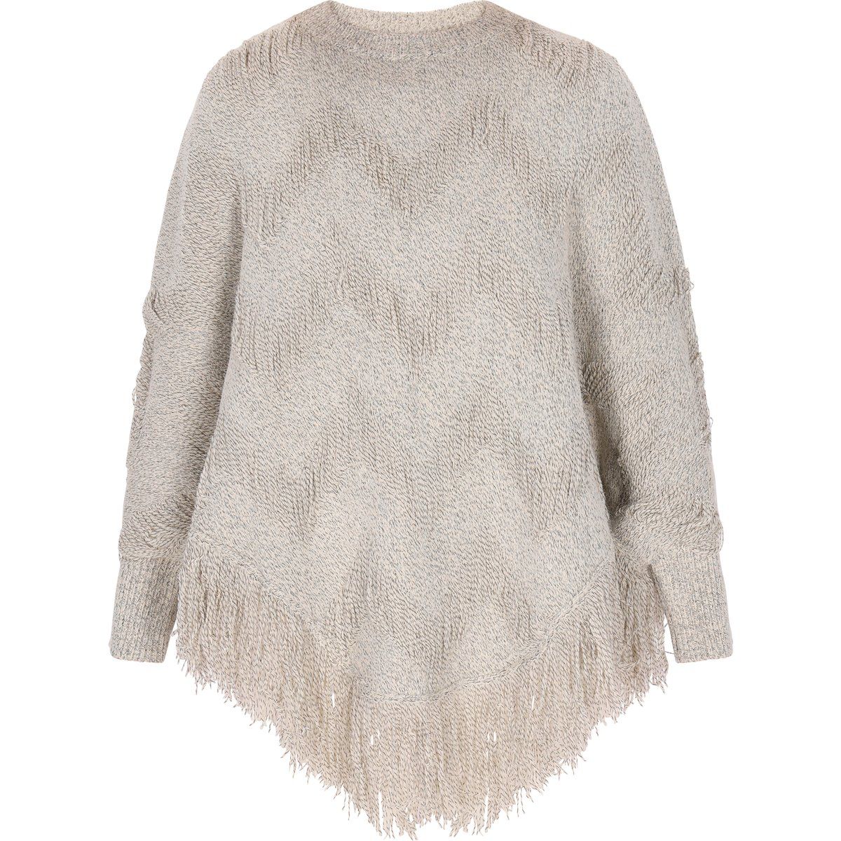 Boho-Strickpullover mit Fransen-Saum