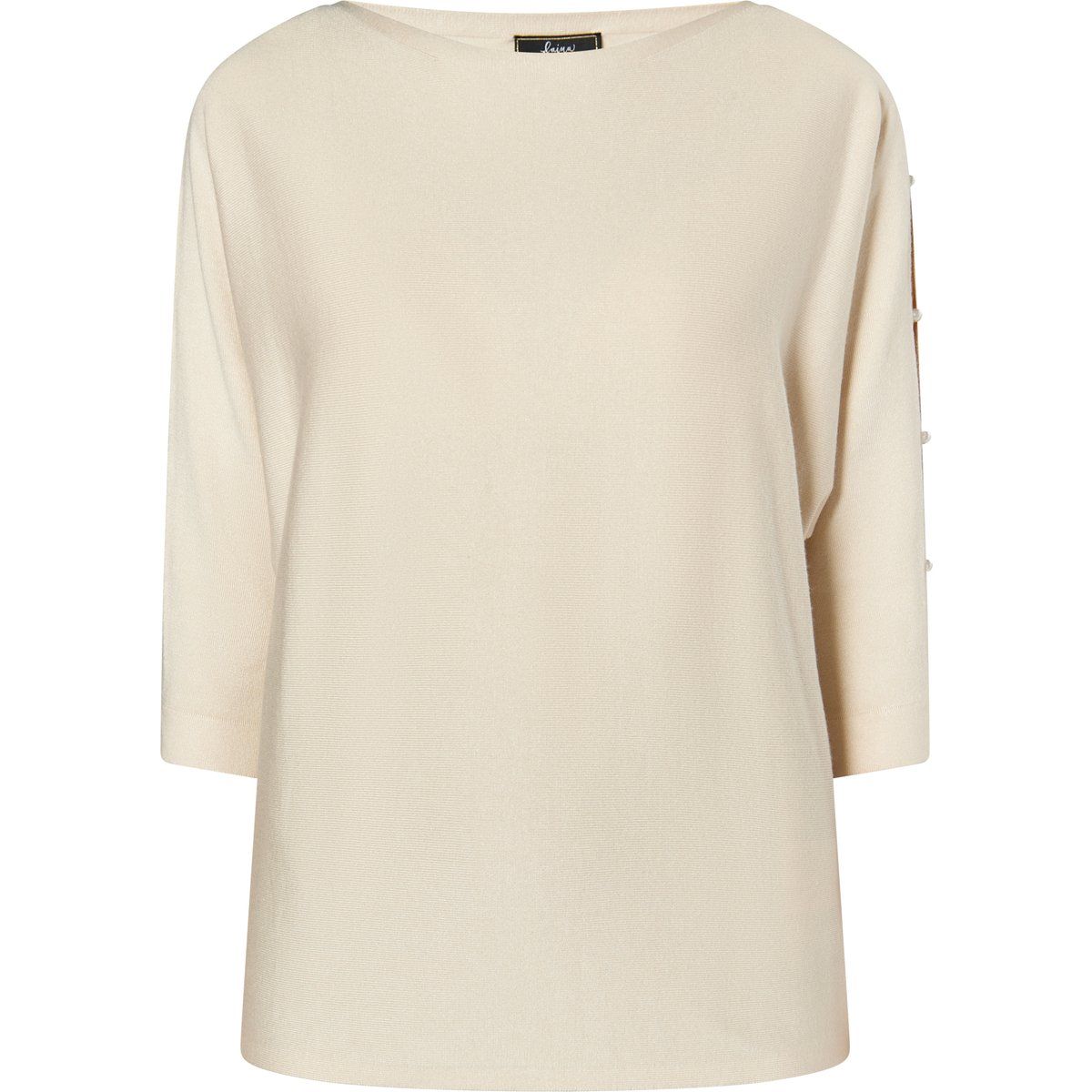 Eleganter U-Boot-Strickpullover mit Perlendetails