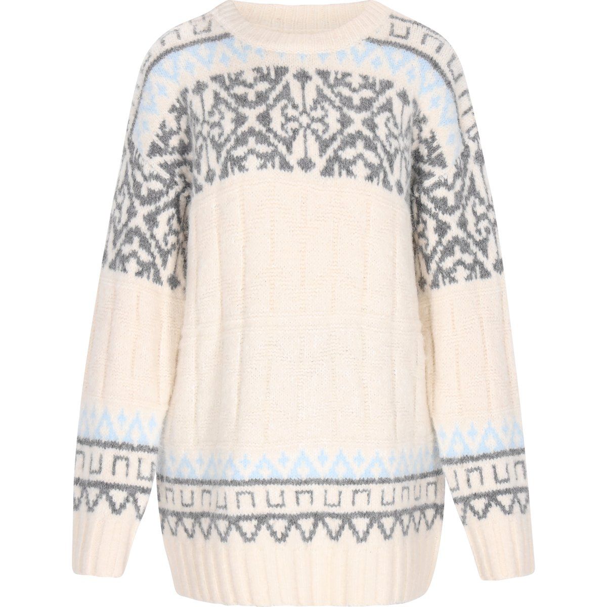 Oversize-Strickpullover mit nordischem Muster