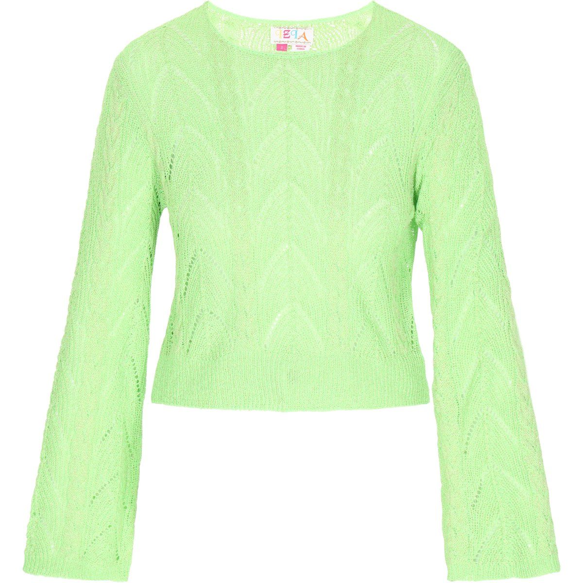 Ajour-Strickpullover mit ausgestellten Ärmeln