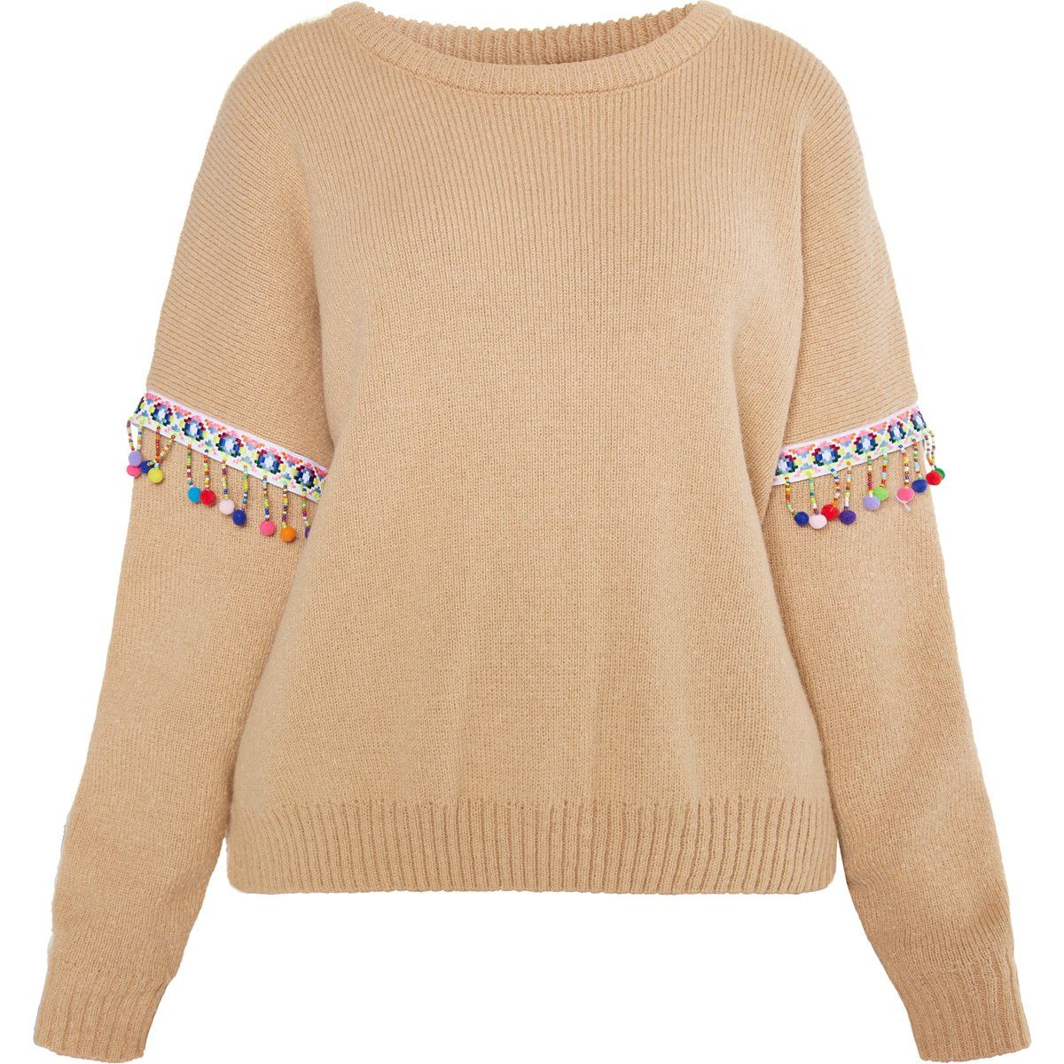 Oversize-Strickpullover mit Ethno-Details
